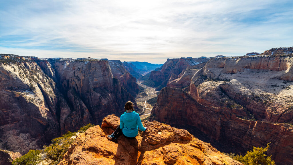 Observation Point East Mesa Trail, Zion National Park, Utah, Hiking, Hiker